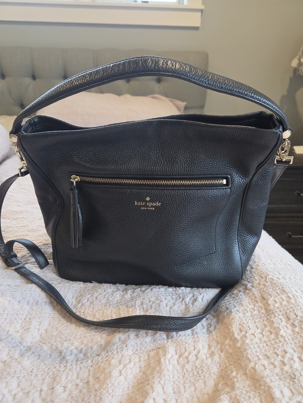 kate spade Black Pebbled Leather Shoulder Bag